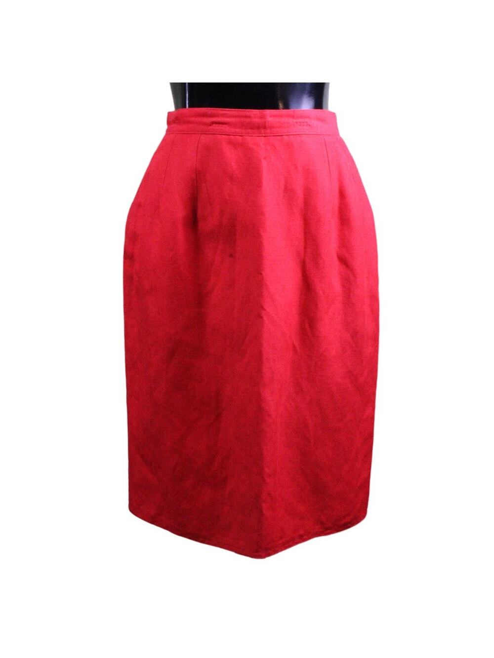 Harve Benard Red Above The Knee Lined Pencil Skirt, size 2 Petite ~ Pre-Loved